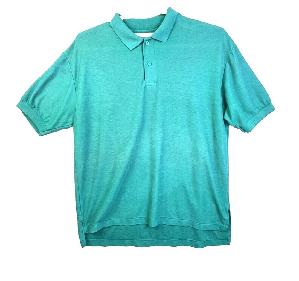 Vintage 80s Levi's Men's XL Polo Shirt - Retro Teal Green
